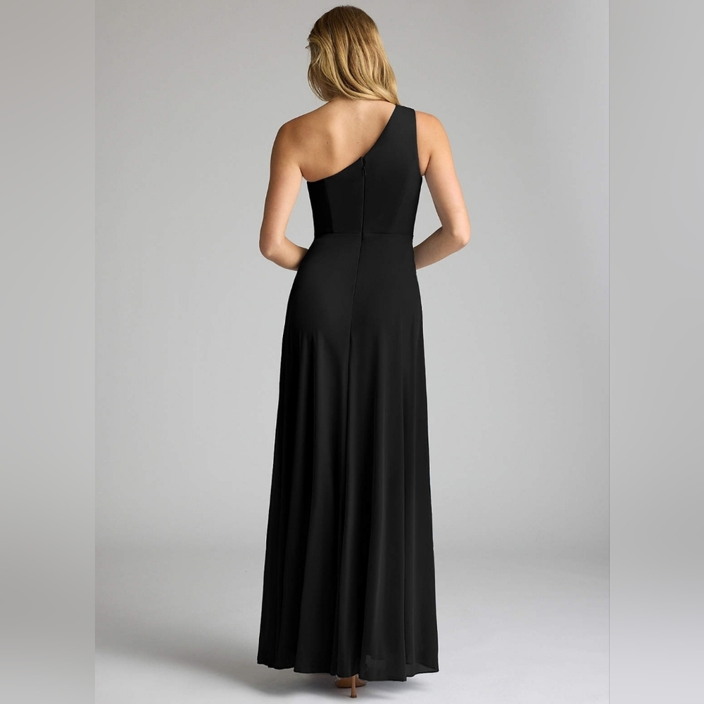 Azazi One Dress Vintage Shoulder Front Side Slit Formal Maxi Black Plus Size M - Picture 14 of 17